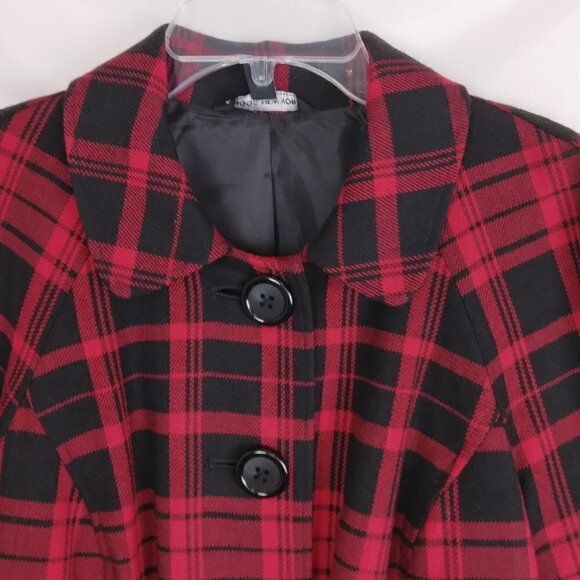 Briggs NY | NWT Plaid Red Black Wool Blazer Jacket | Size 16P - Picture 3 of 11